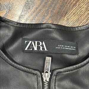 Zara Black Leather Jacket with Silver Zipper